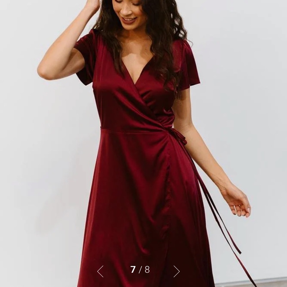 Baltic born red satin wrap dress